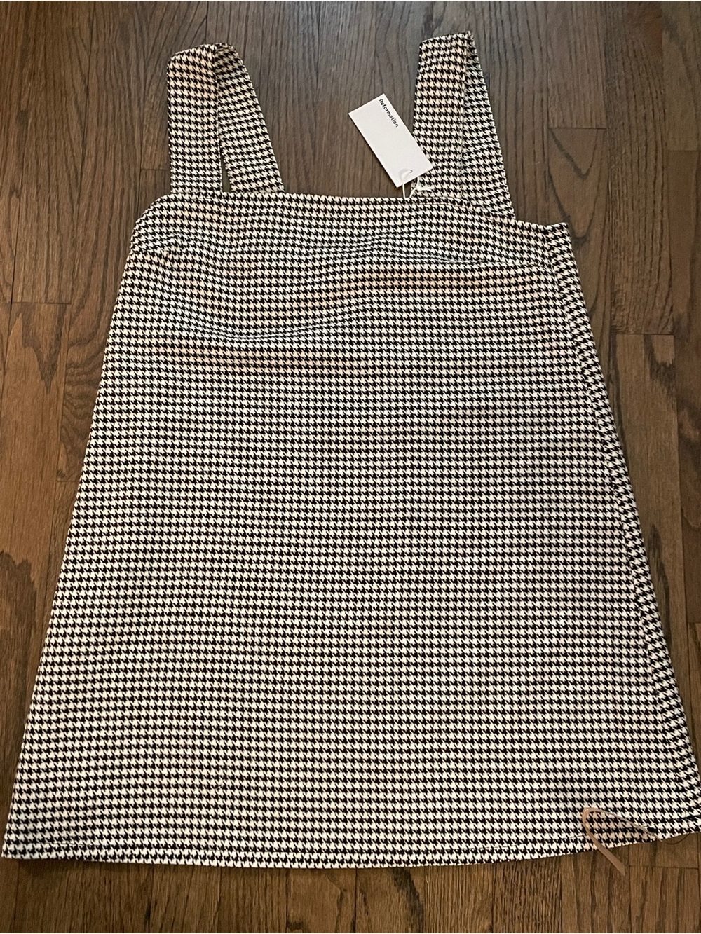 NWT Reformation Hackney Black Houndstooth Mini Dress Women’s Small